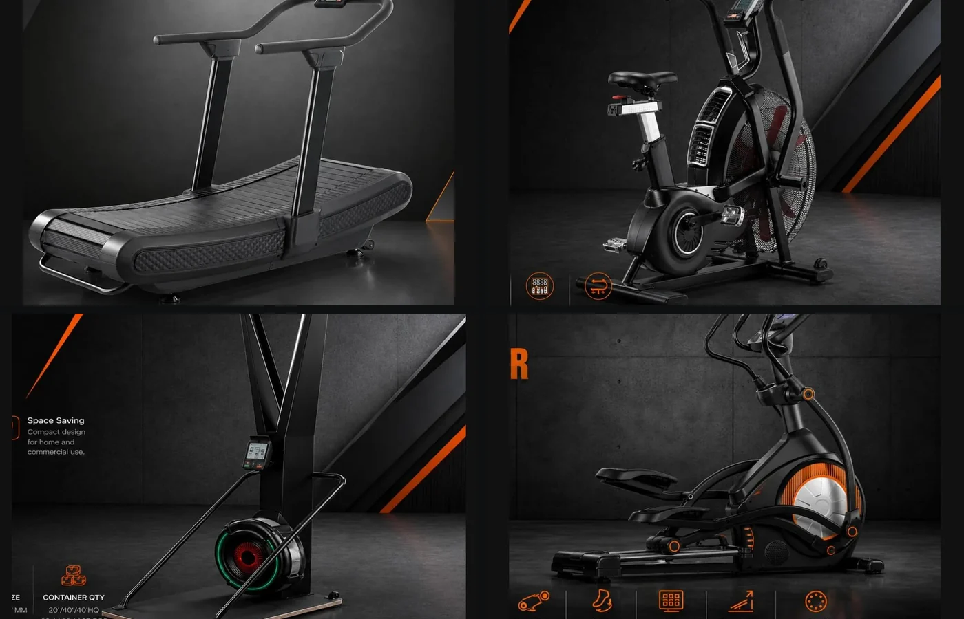 Commercial cardio product selection across multiple categories