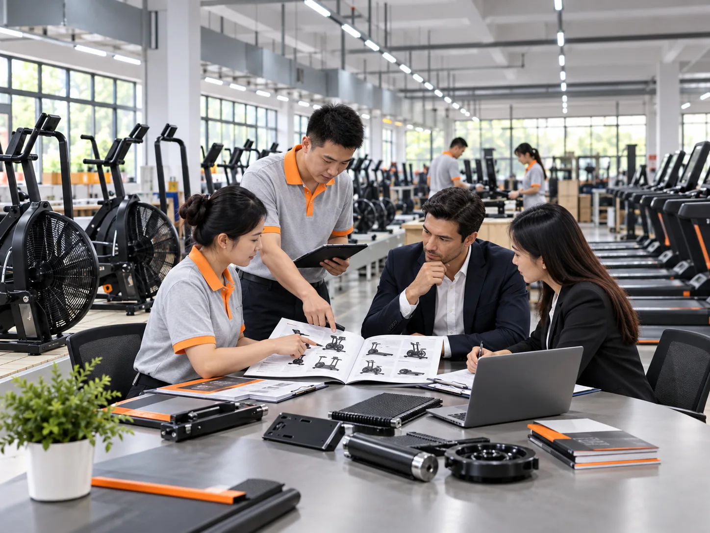 Commercial cardio product discussion with international buyers