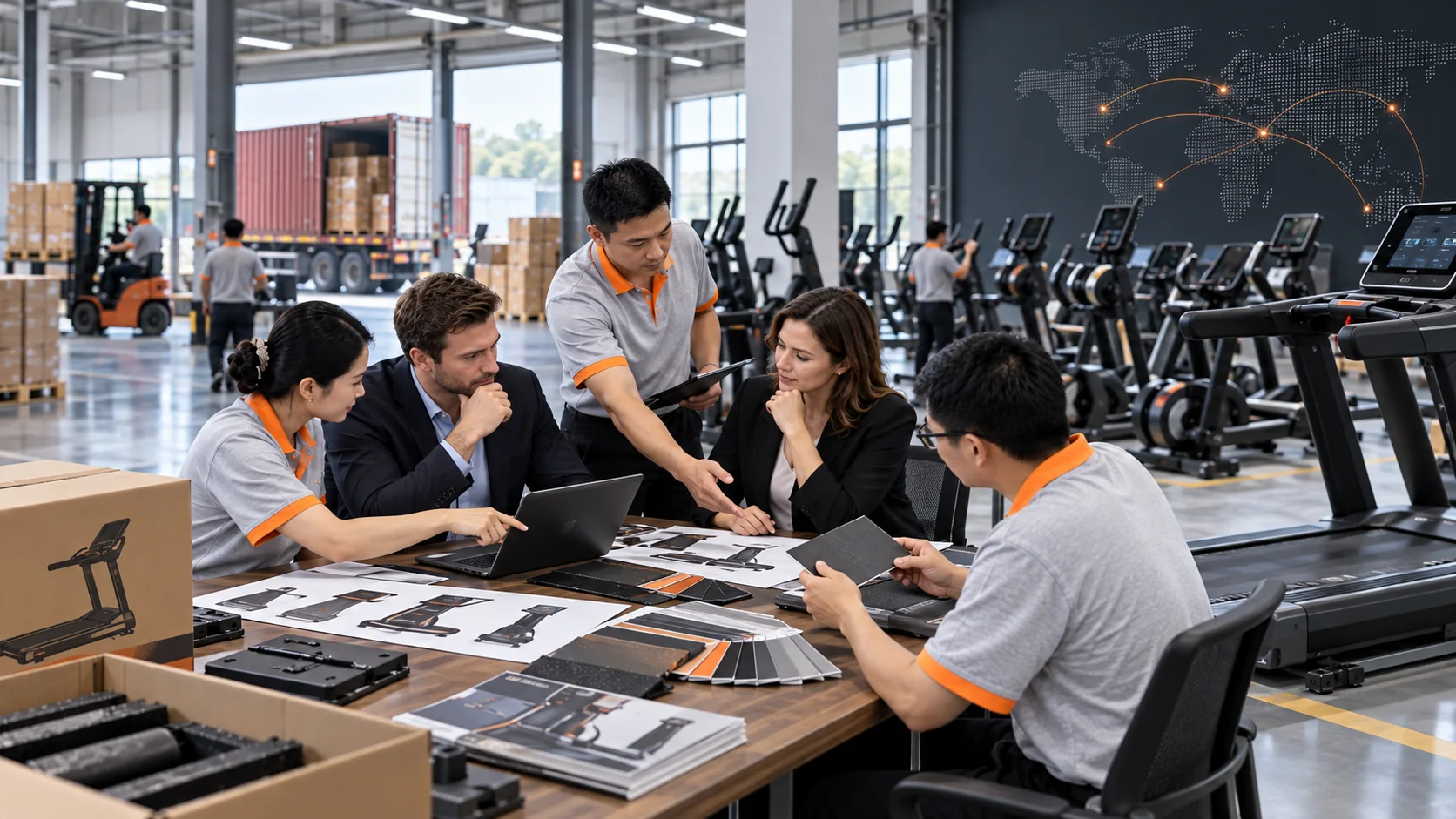 International commercial buyers discussing product and order requirements