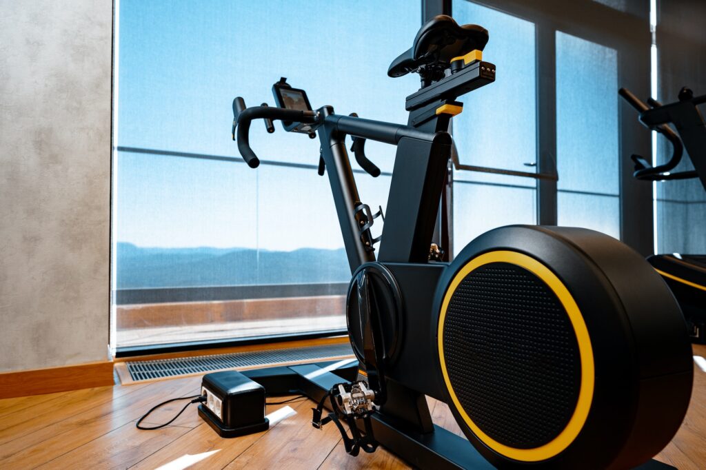 Modern gym interior with new fitness equipment